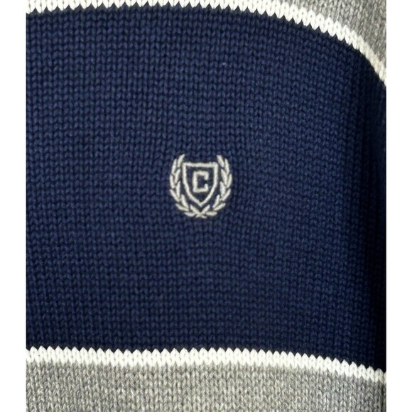 Mens Chaps Blue Gray Striped Sweater Pullover Crew Neck Classic Preppy Rugby XL - Picture 5 of 11